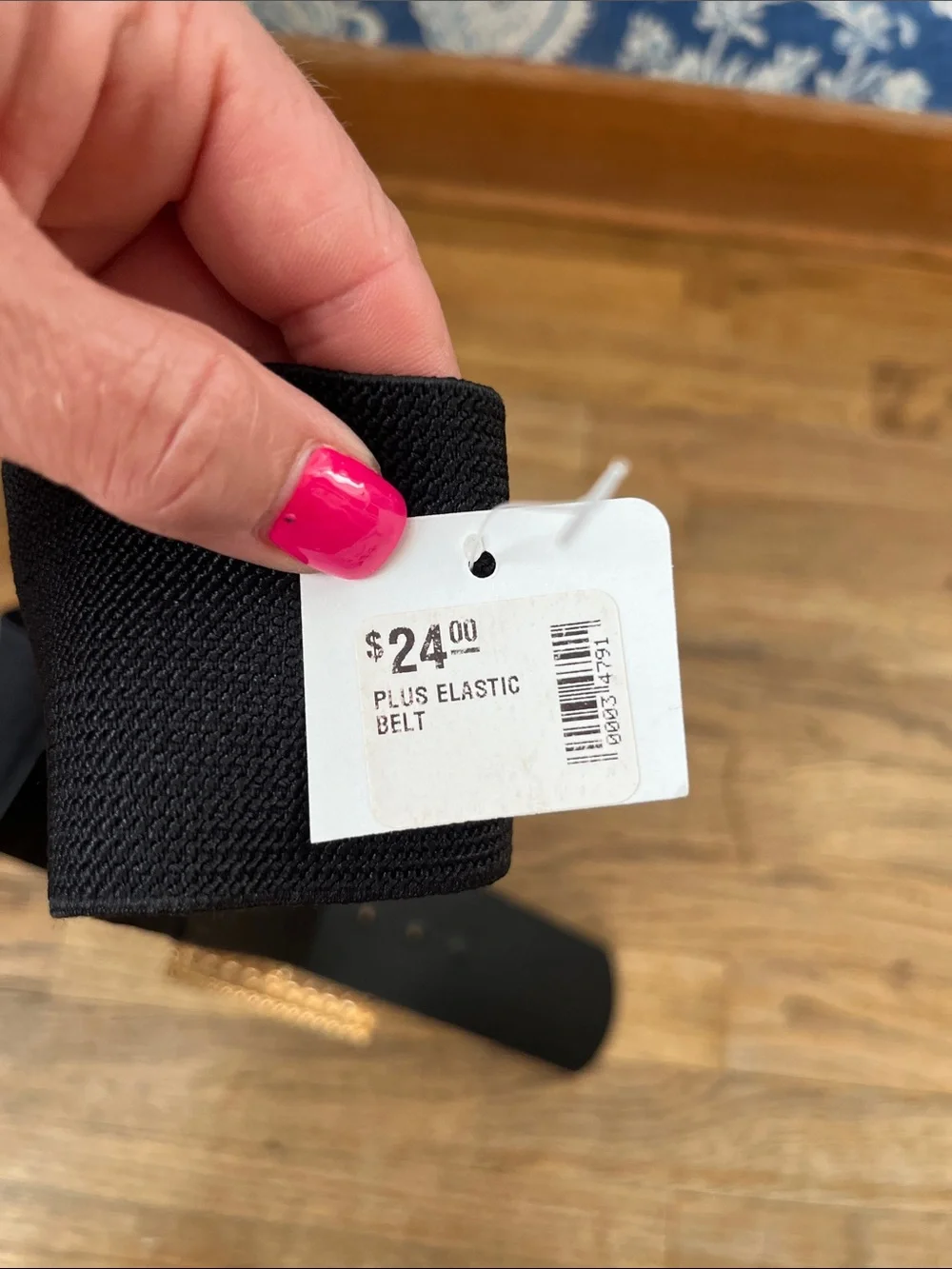 Black Elastic Waist Belt with Crystal Square Buckle, Plus Size Belt